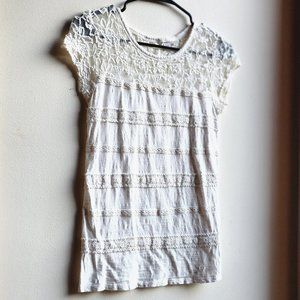 No Brand Cream Lace Cap Sleeve Jersey Size Small